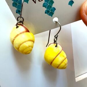 Yellow Snail Shell Earrings